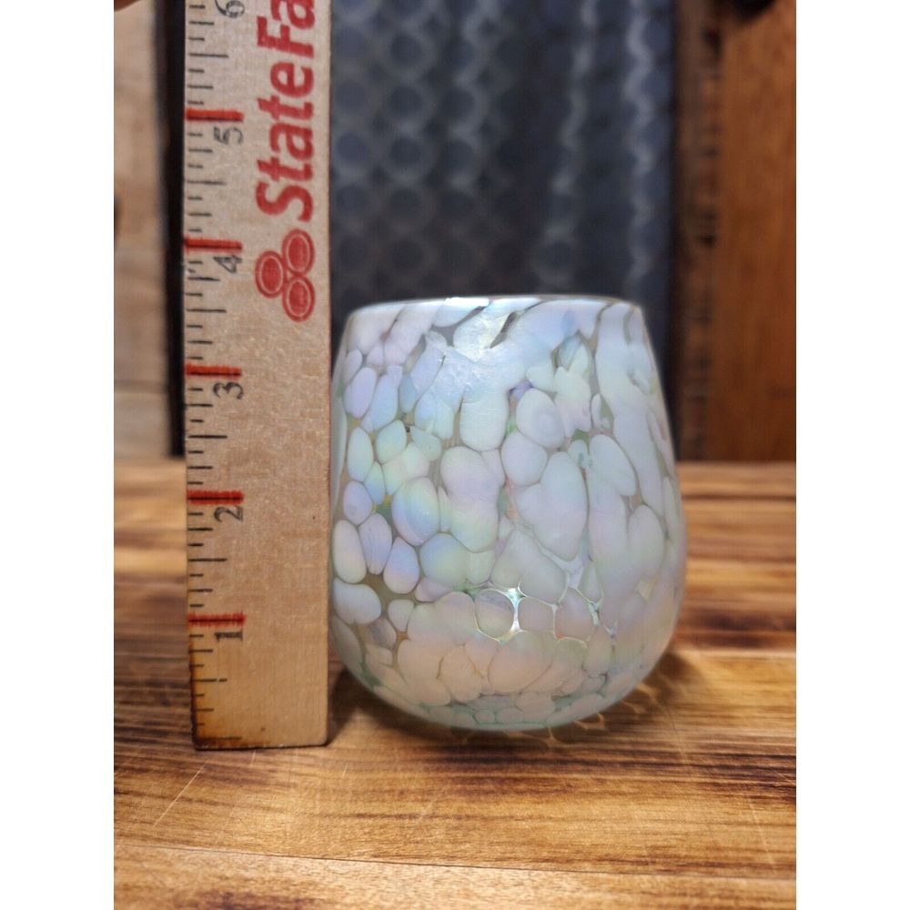 RACHEL ROY Iridescent Pink Luster‎ Leopard Stemless Wine Glass NEW - Picture 3 of 10